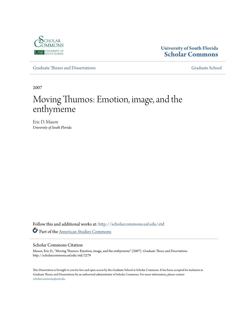 Moving Thumos: Emotion, Image, and the Enthymeme Eric D