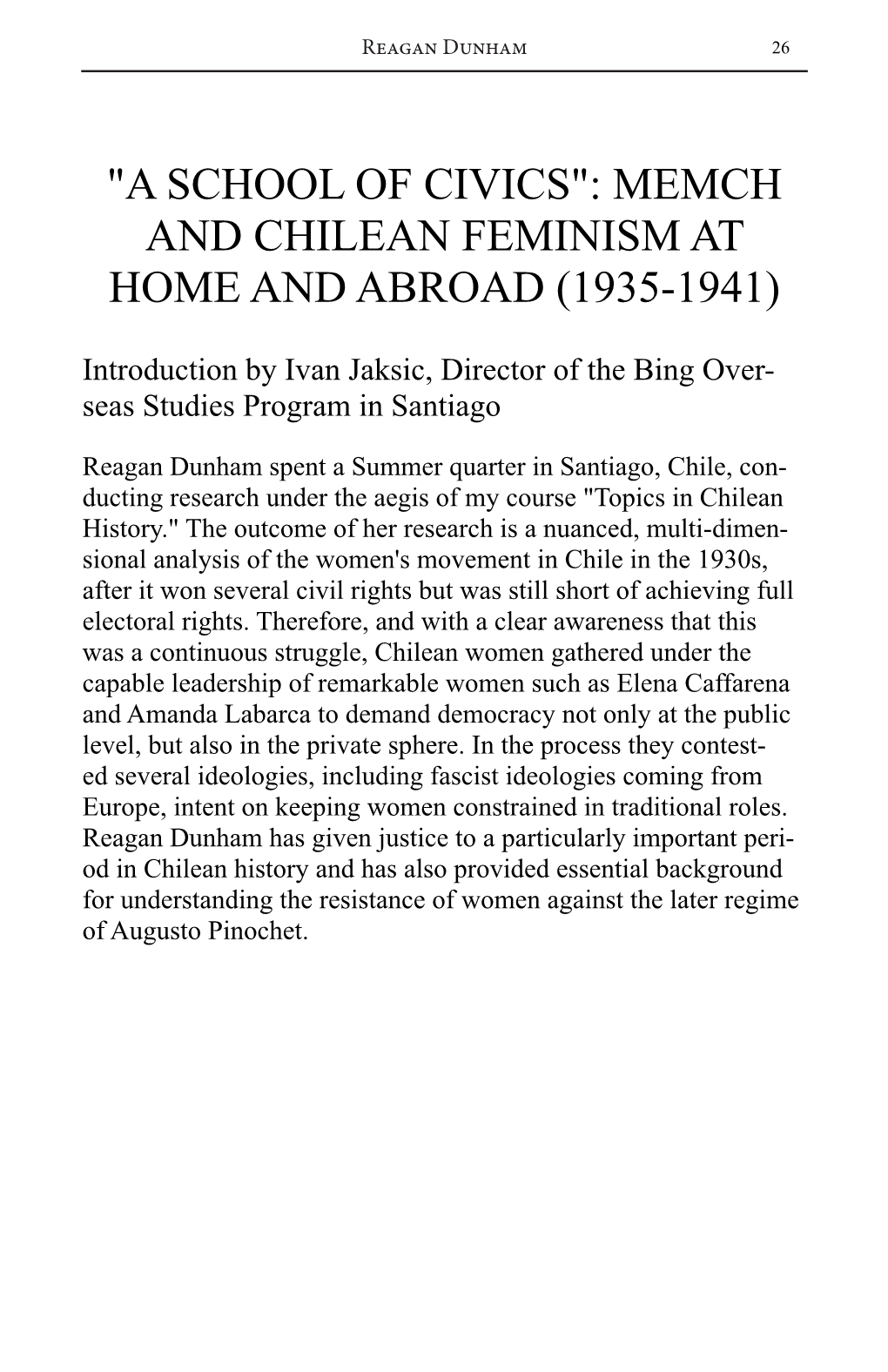 Memch and Chilean Feminism at Home and Abroad (1935-1941)