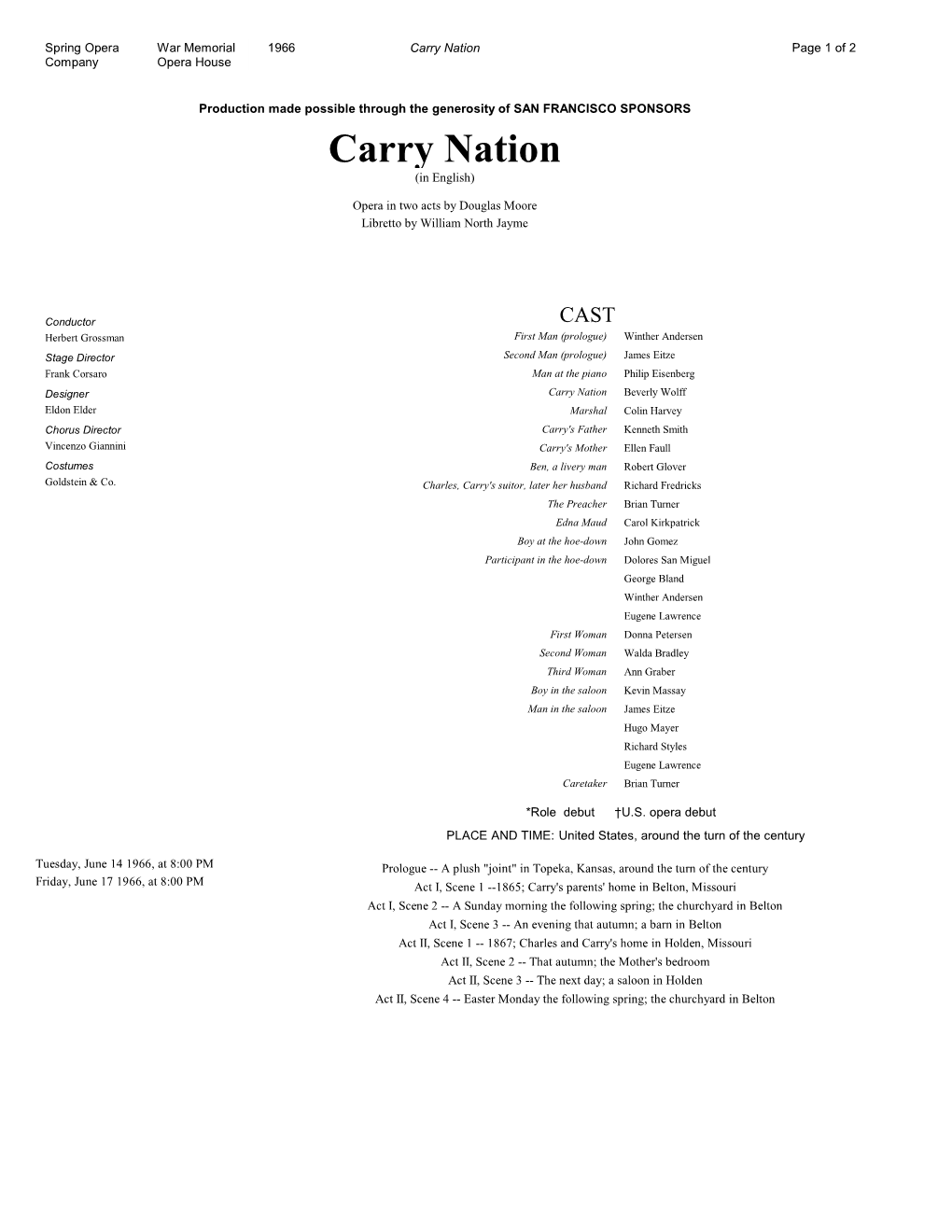 Carry Nation Page 1 of 2 Company Opera House