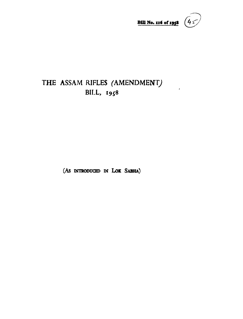 Tile ASSAM RIFLES (AMENDMENT) BILL, 19S8