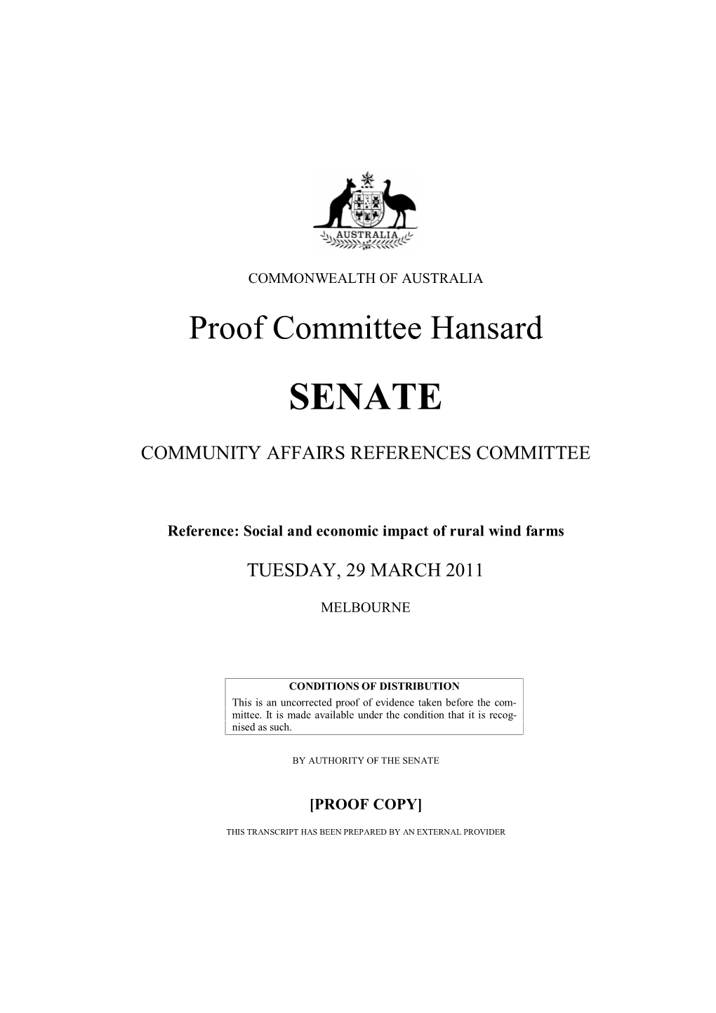 Download Hansard of the Melbourne Hearing On