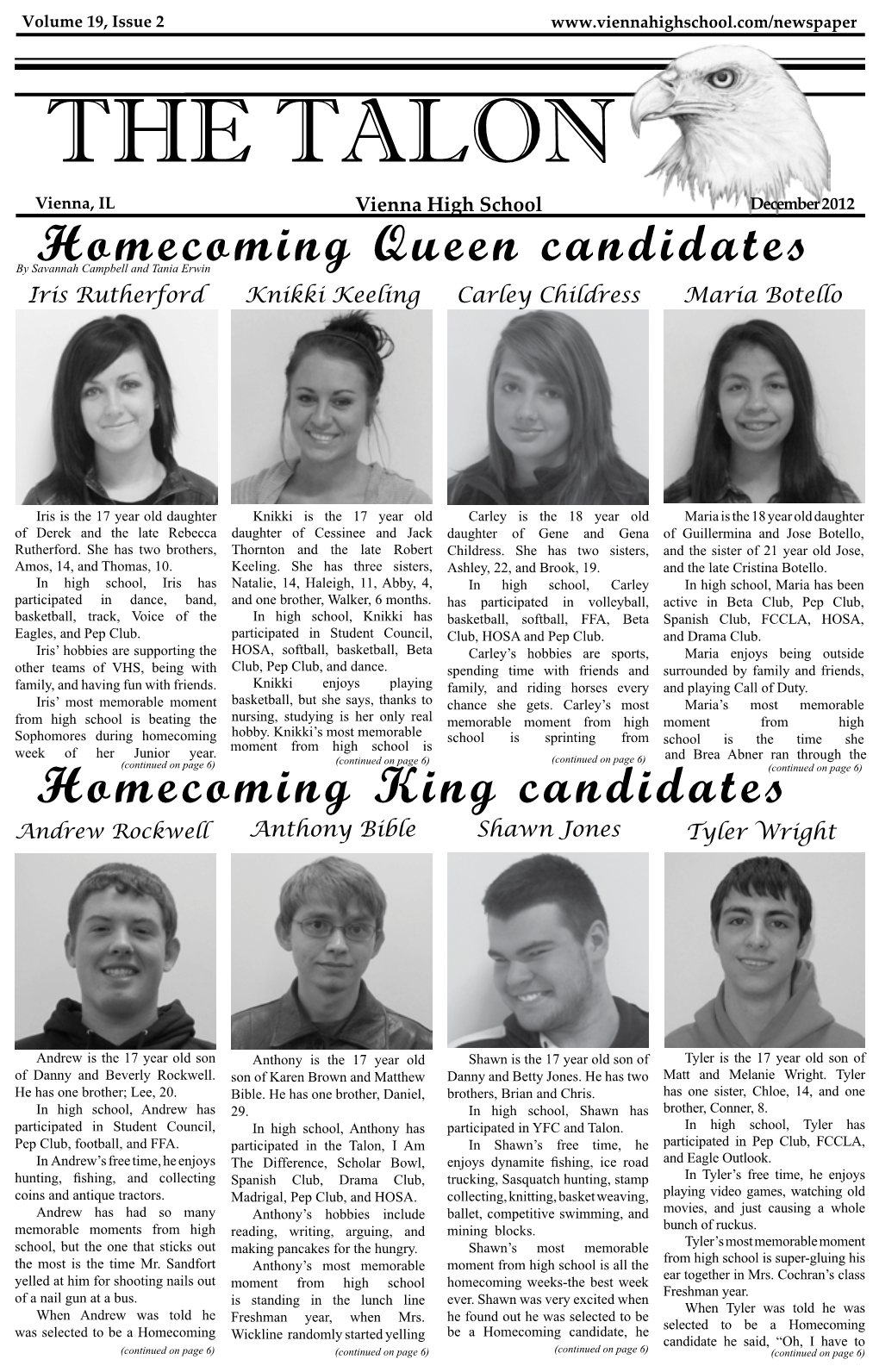 Homecoming Queen Candidates Homecoming King Candidates