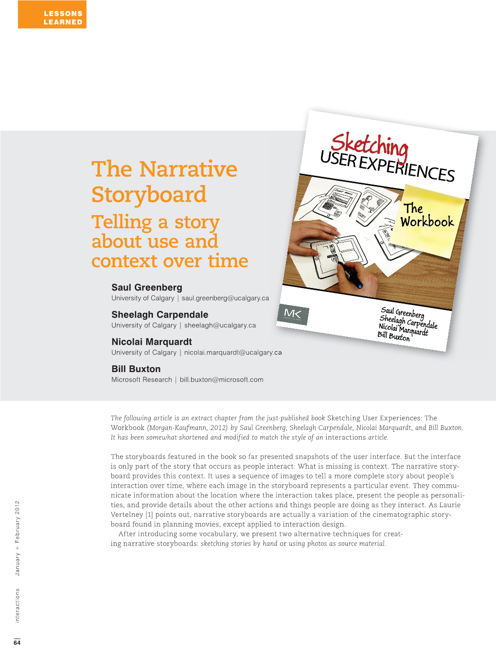 The Narrative Storyboard: Telling a Story About Use and Context Over Time