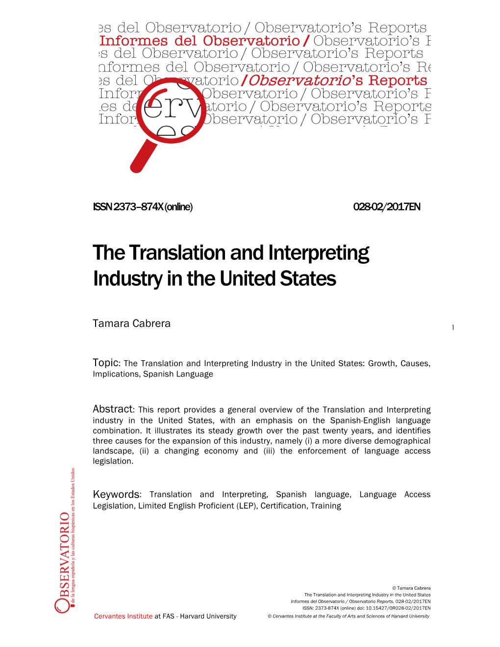 The Translation and Interpreting Industry in the United States