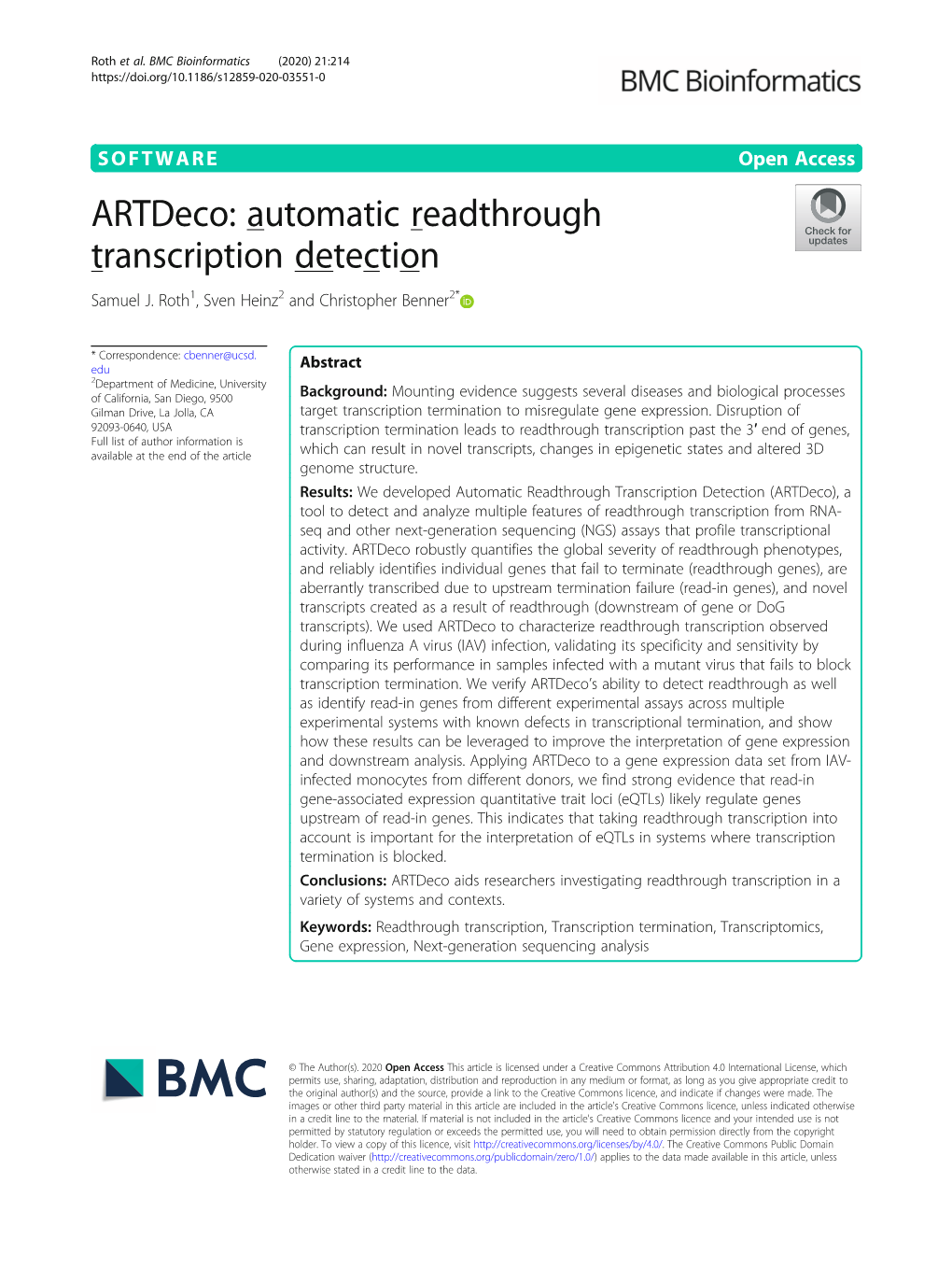 Artdeco: Automatic Readthrough Transcription Detection Samuel J