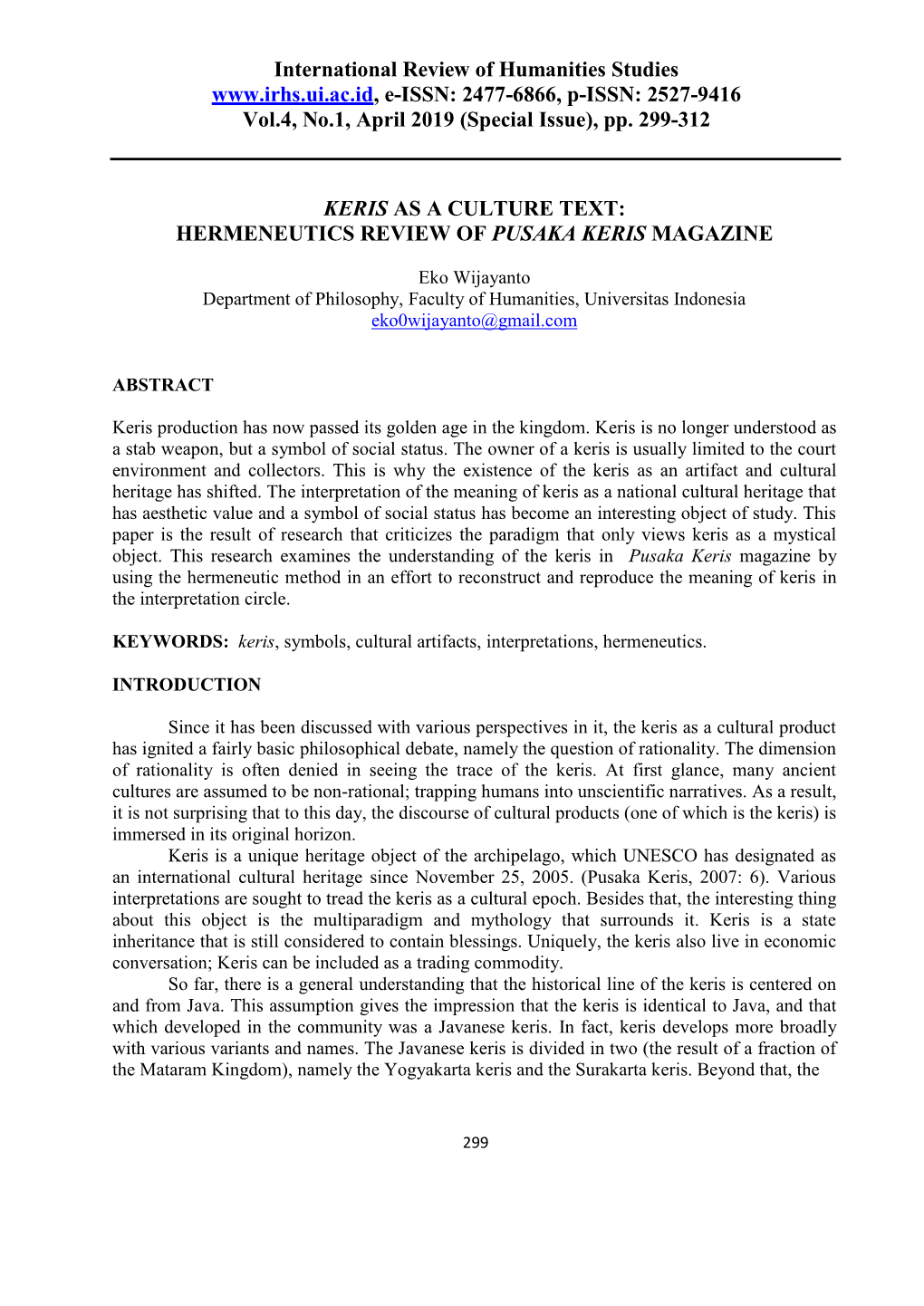 2477-6866, P-ISSN: 2527-9416 Vol.4, No.1, April 2019 (Special Issue), Pp