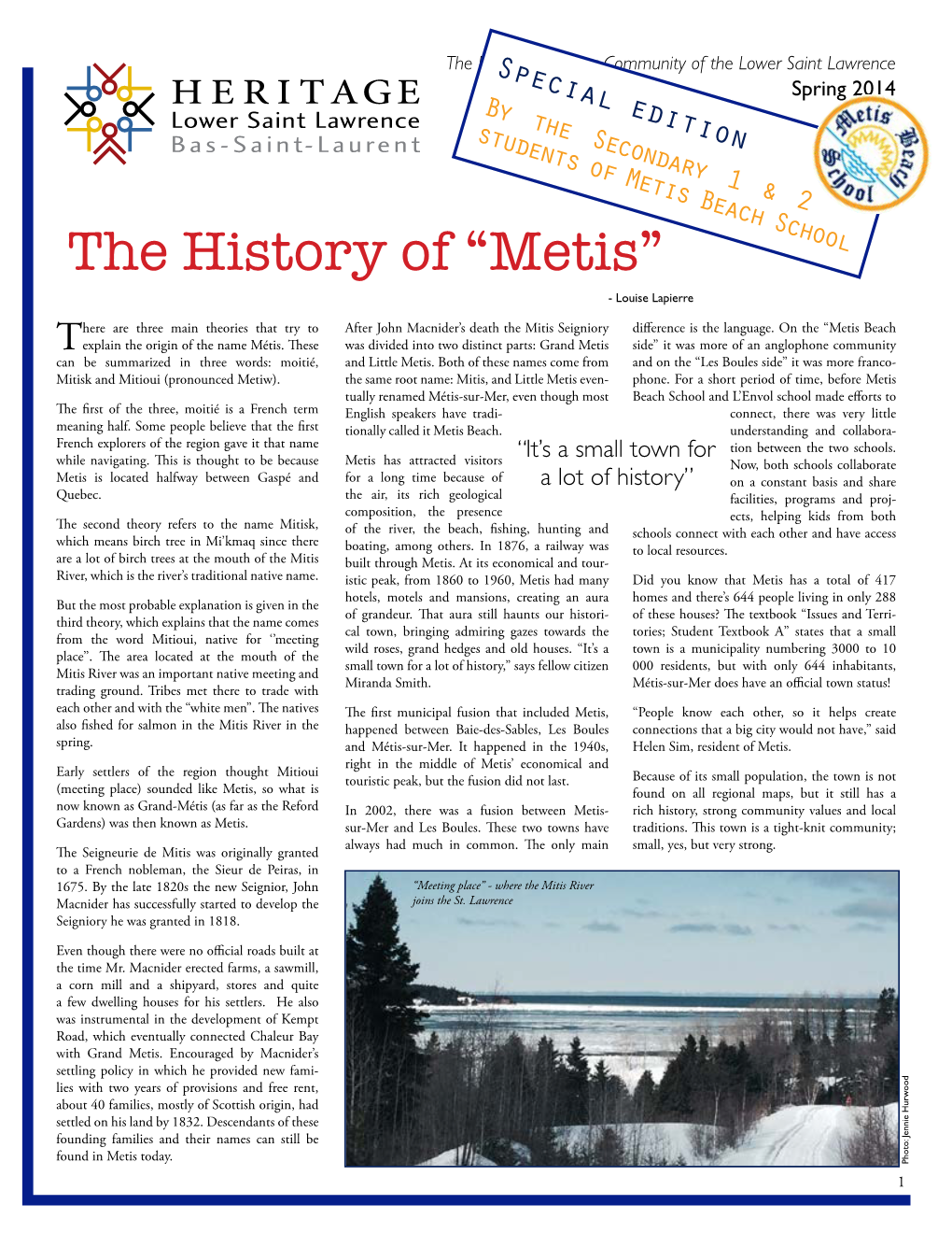 The History of “Metis” - Louise Lapierre