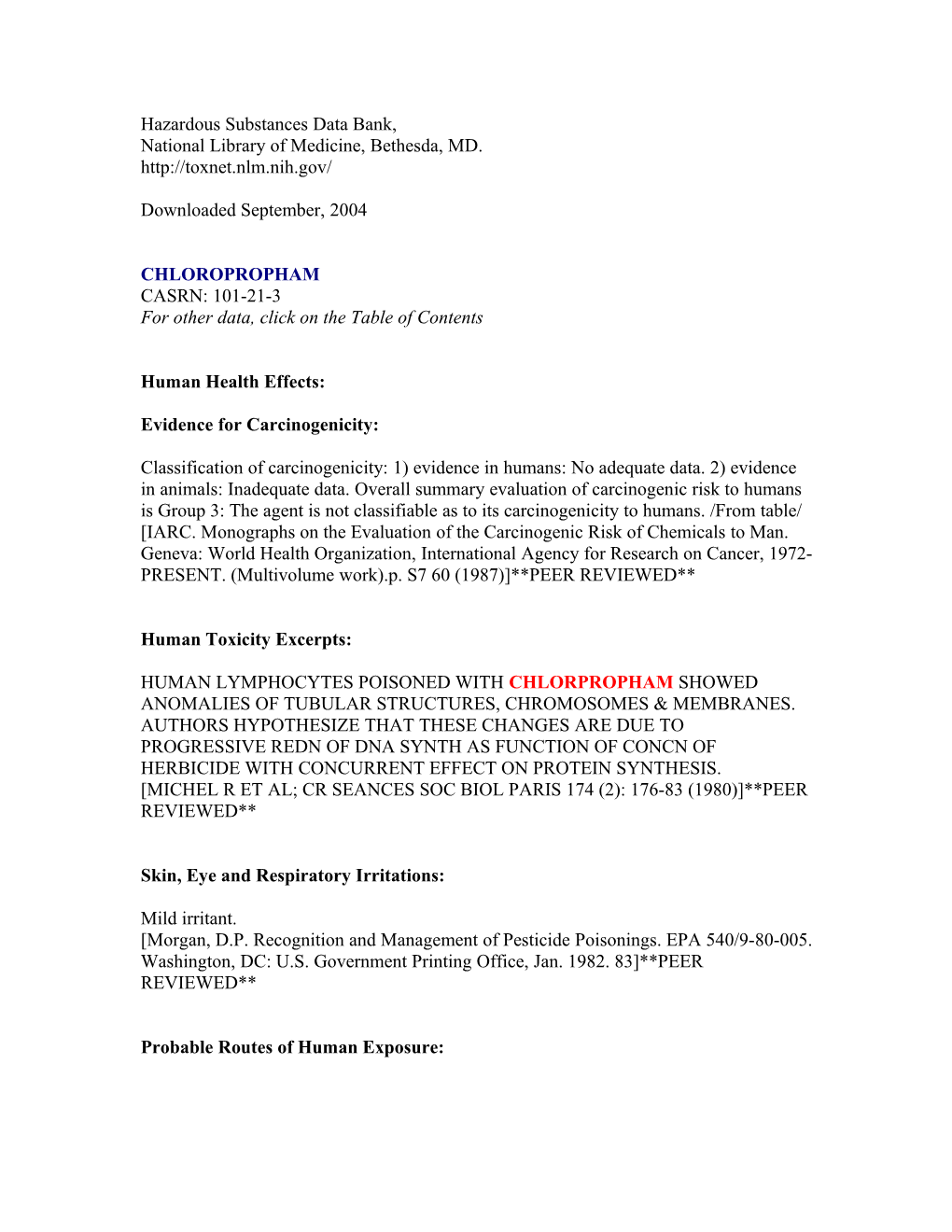 Hazardous Substances Data Bank