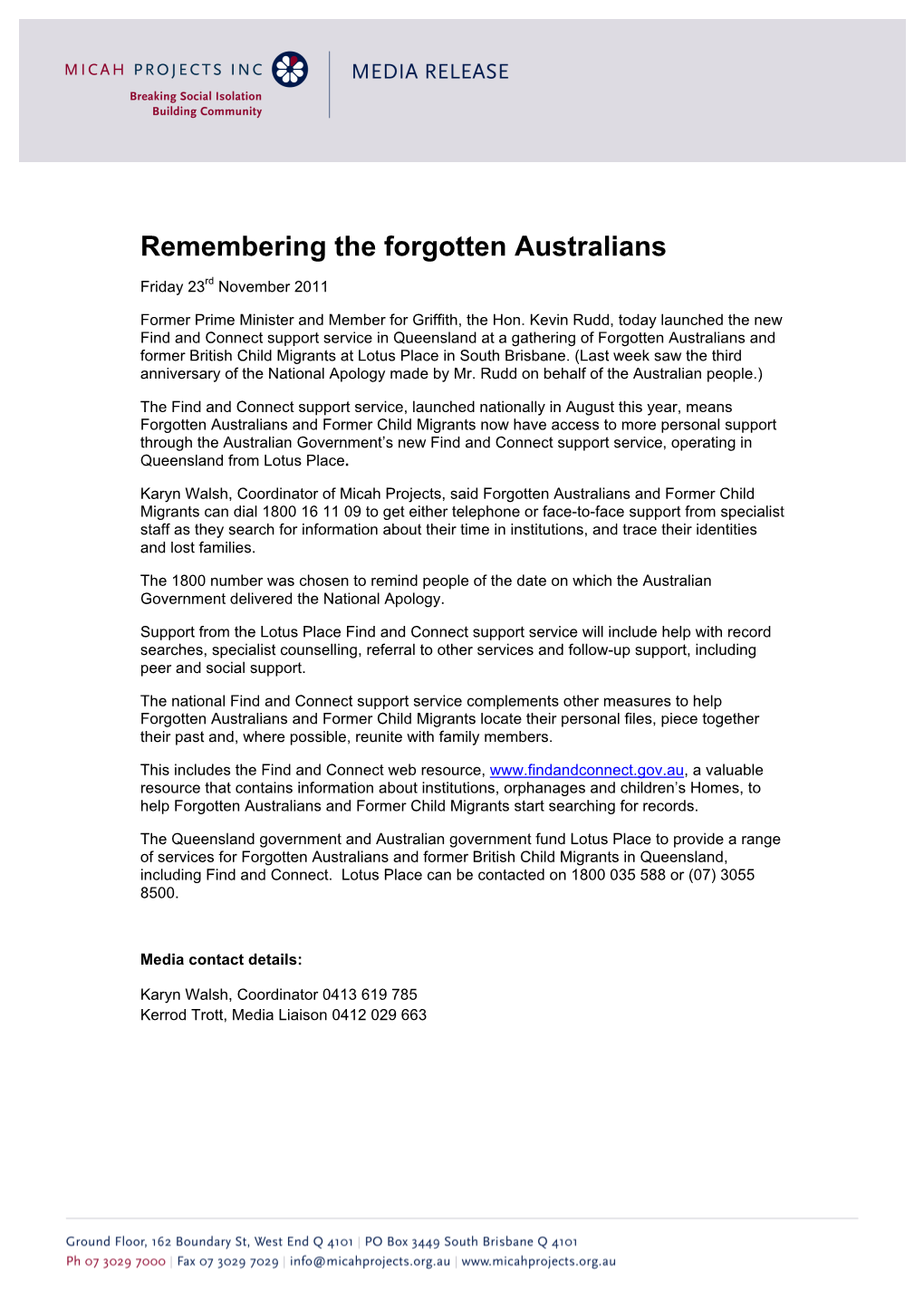 Remembering the Forgotten Australians