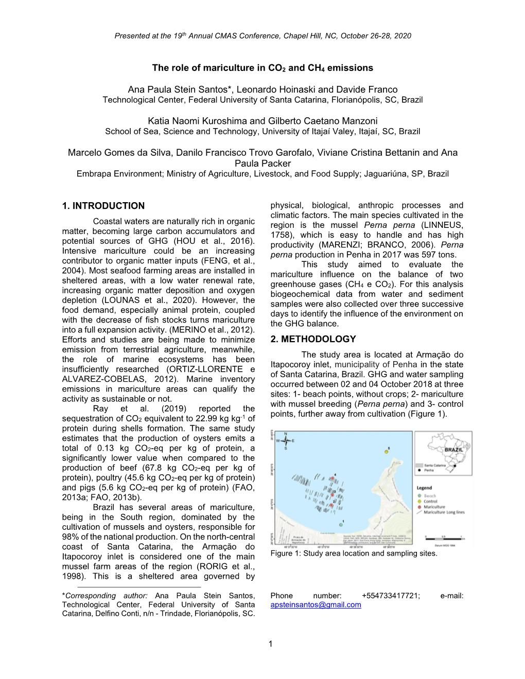 The Role of Mariculture in CO2 and CH4 Emissions Ana Paula Stein