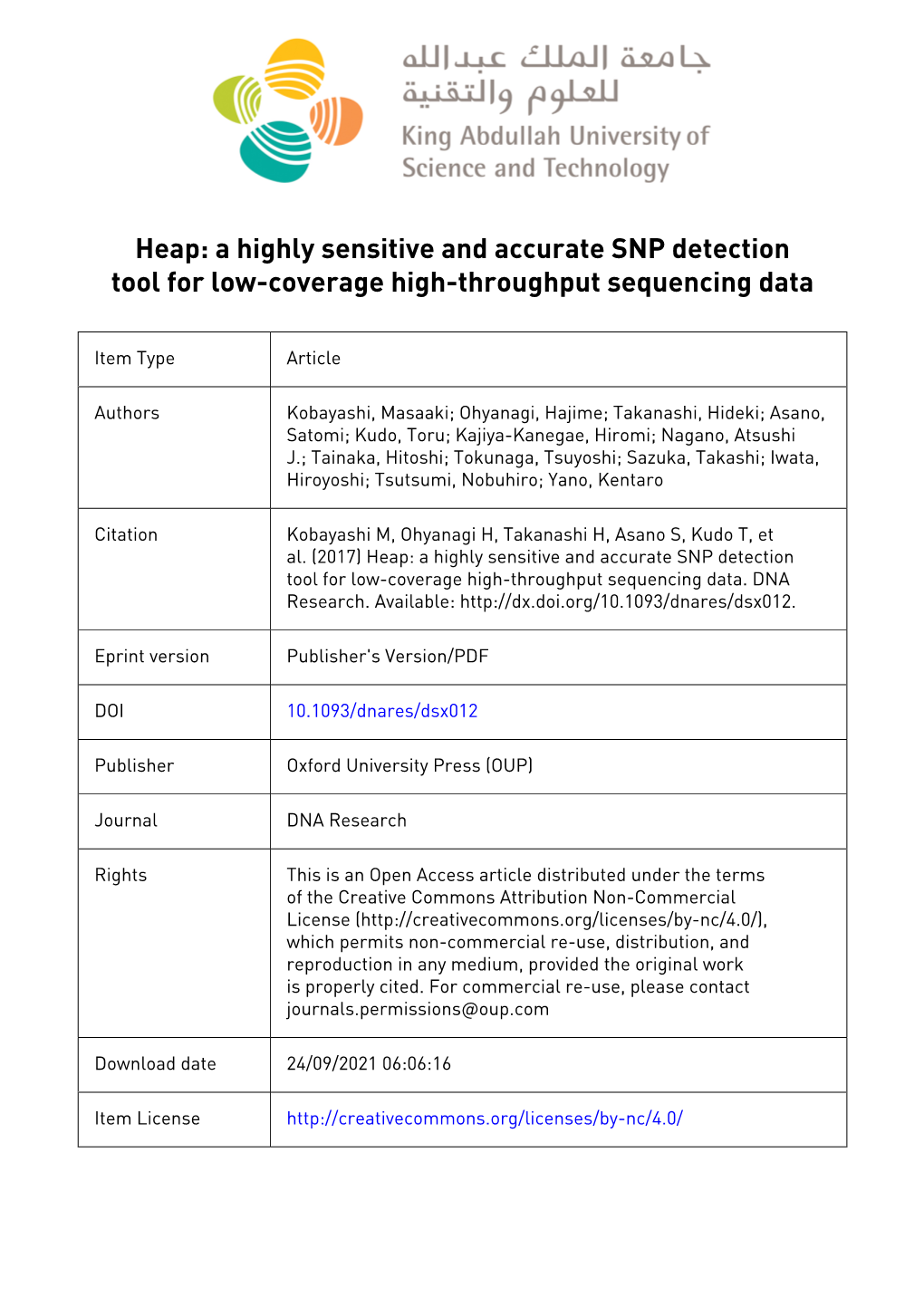 Heap: a Highly Sensitive and Accurate SNP Detection Tool for Low-Coverage High-Throughput Sequencing Data