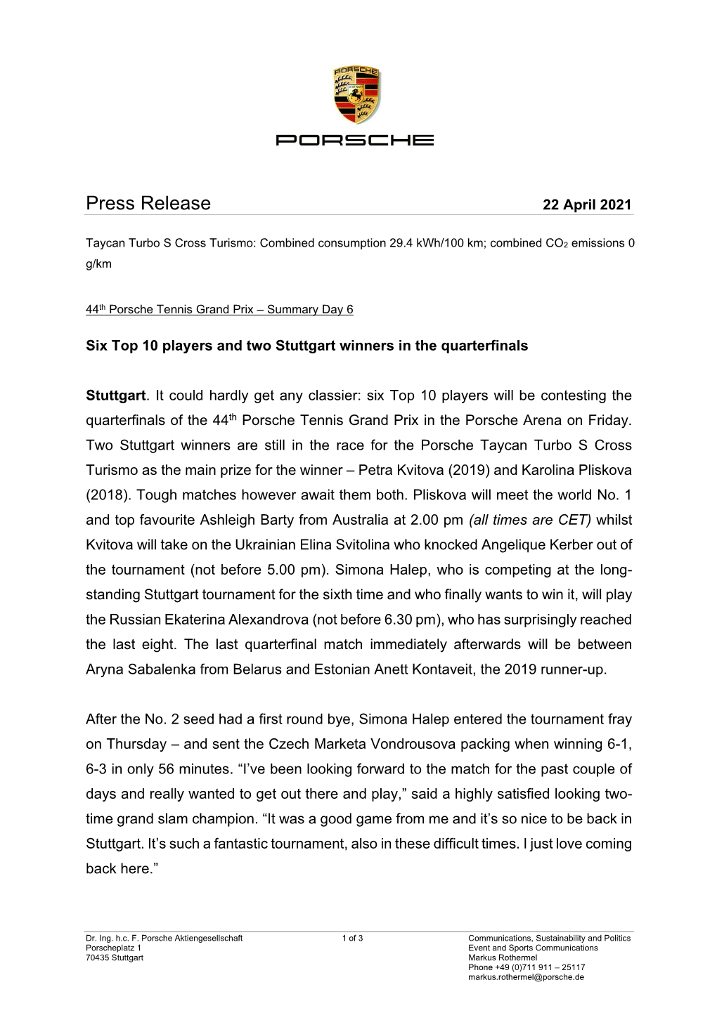 Press Release 22 April 2021