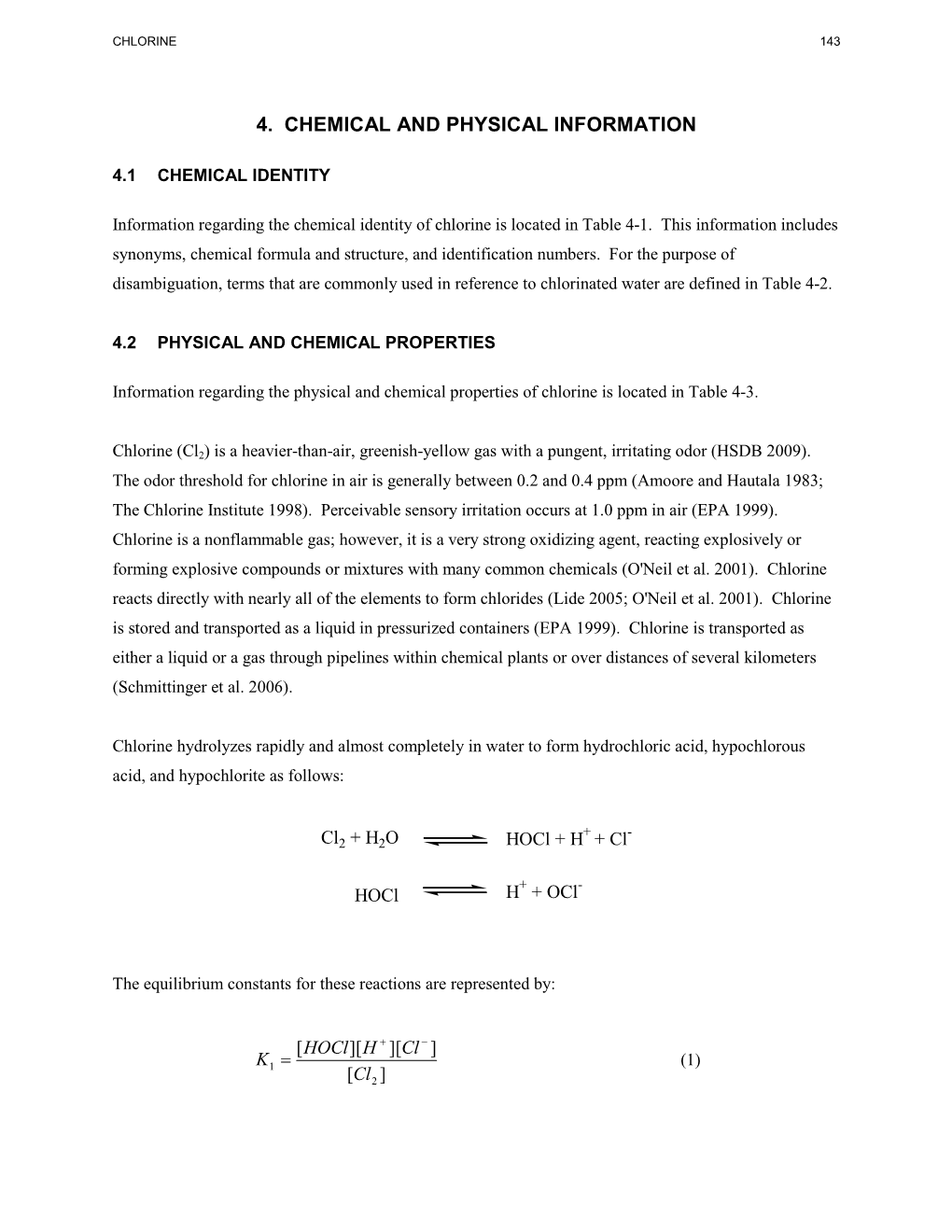 Toxicological Profile for Chlorine