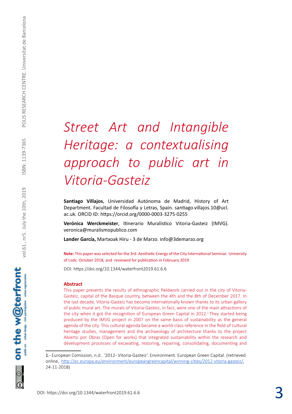 Street Art and Intangible Heritage