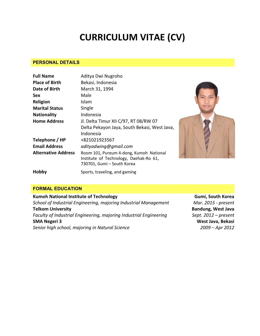 Curriculum Vitae (Cv)