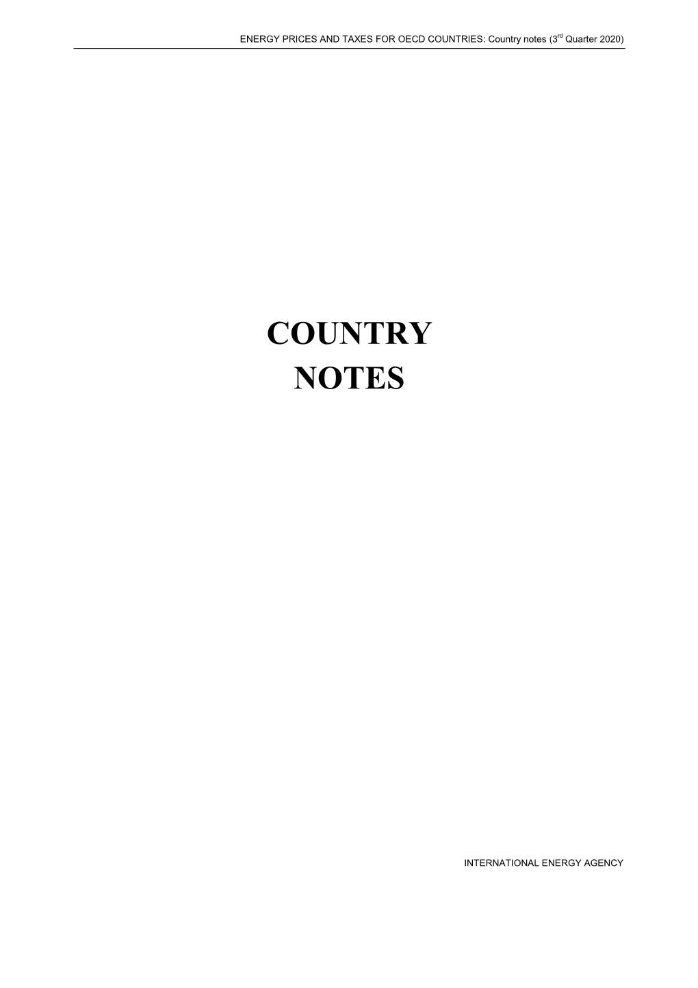 OECD COUNTRIES: Country Notes (3Rd Quarter 2020)