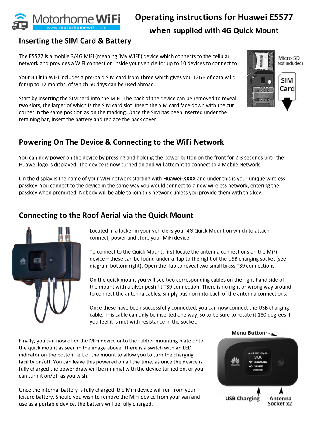 Operating Instructions for Huawei E5577