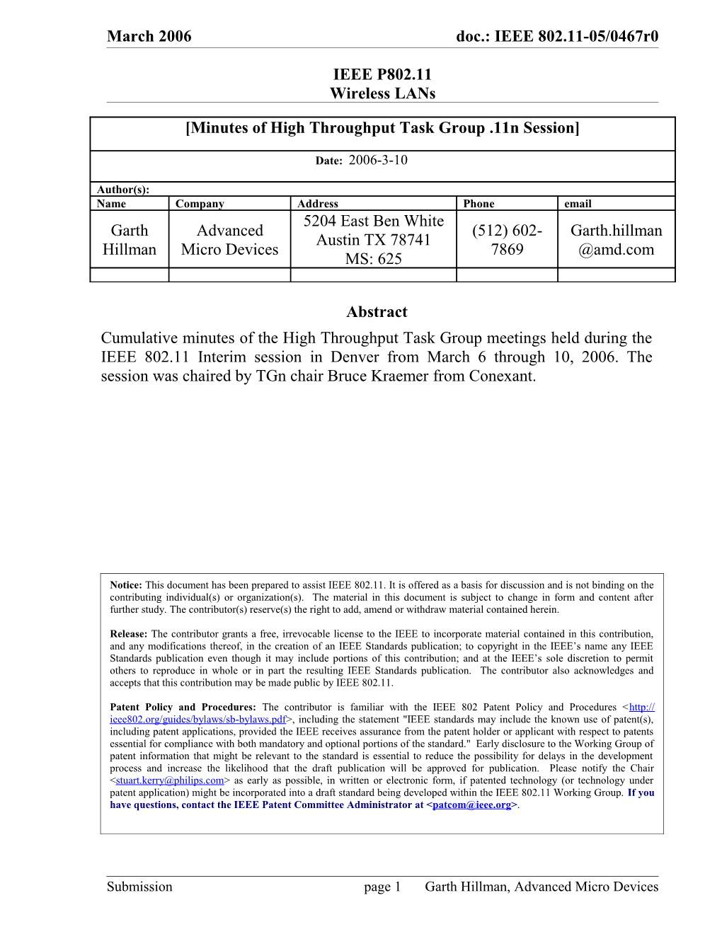 Executive Summary (Also See Chairs Meeting Doc 11-05-0231R3 and Closing Report Doc