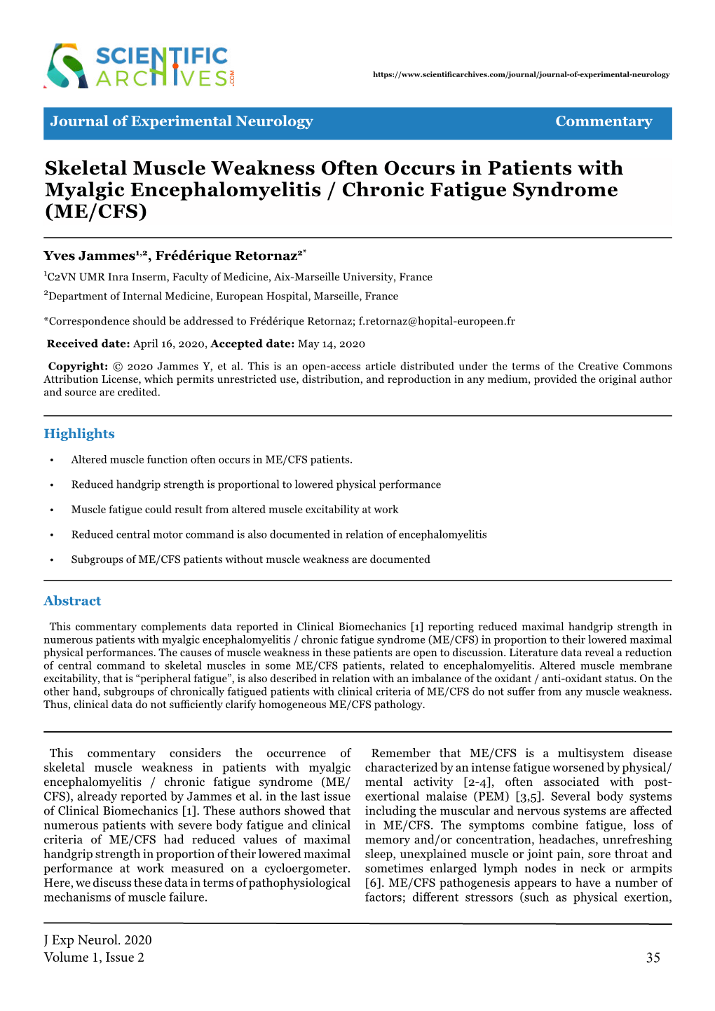 Skeletal Muscle Weakness Often Occurs in Patients with Myalgic Encephalomyelitis / Chronic Fatigue Syndrome (ME/CFS)