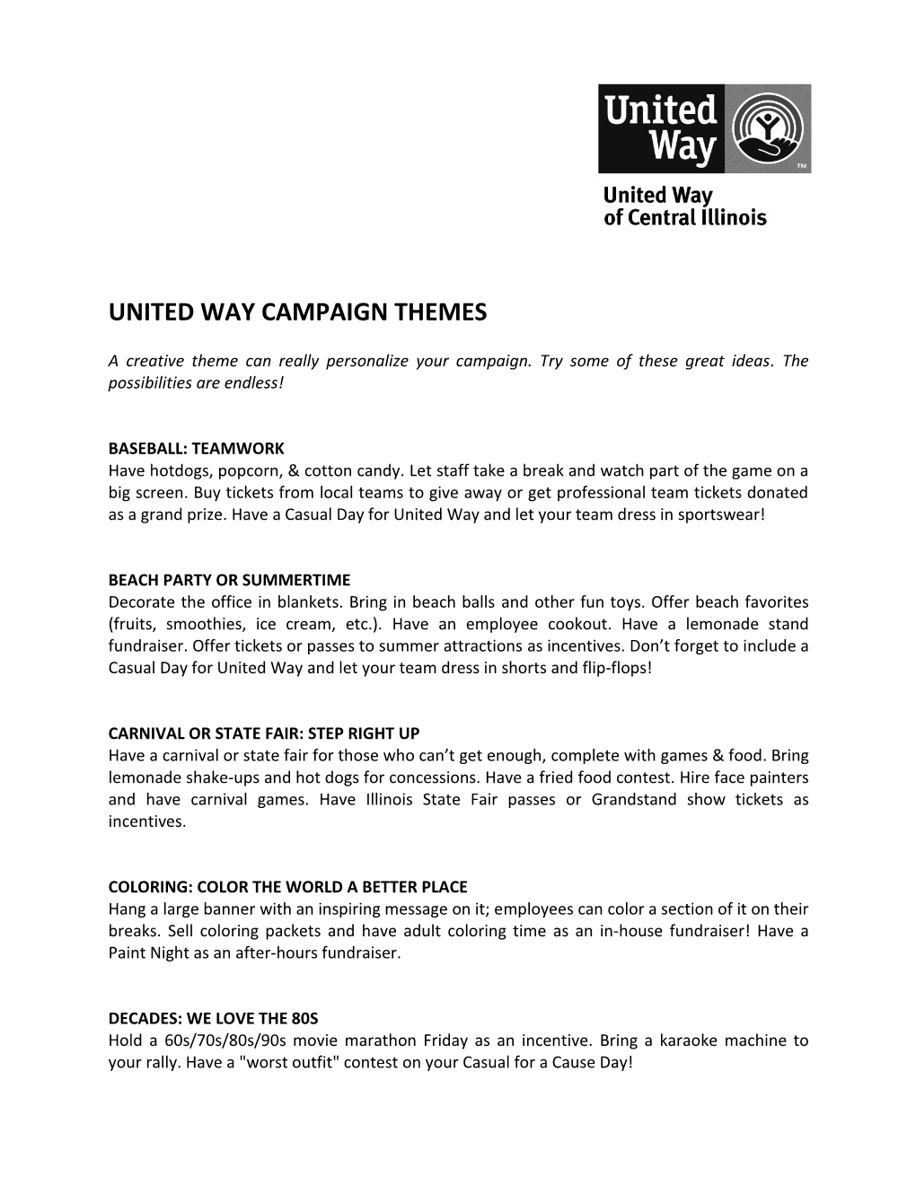 United Way Campaign Themes