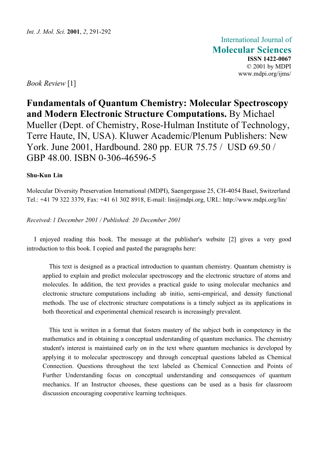 Fundamentals of Quantum Chemistry: Molecular Spectroscopy and Modern Electronic Structure Computations