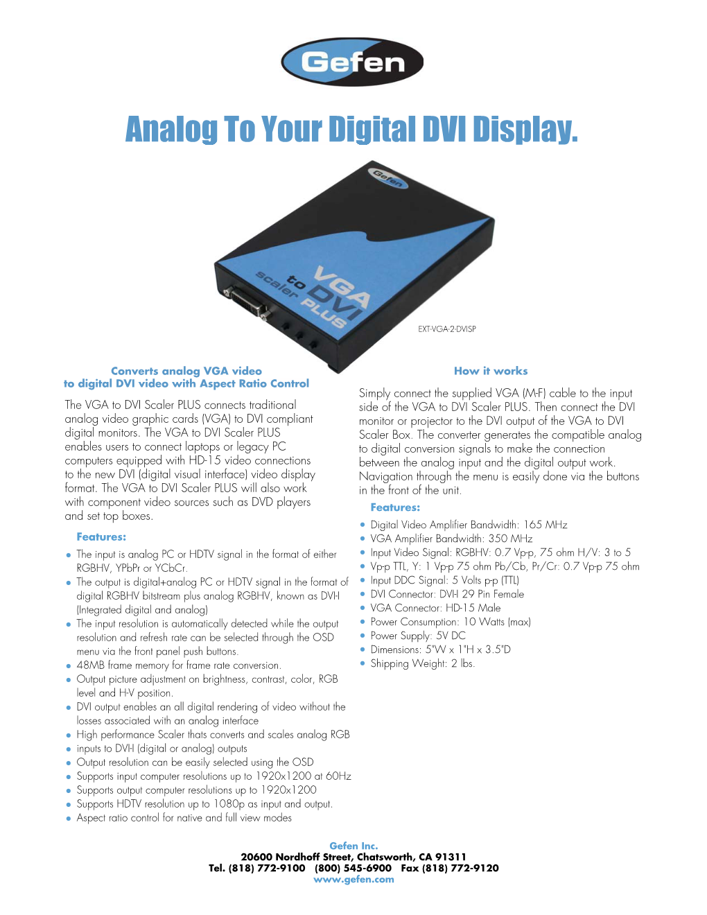 Analog to Your Digital DVI Display