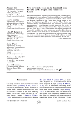 New Cercopithecoids and a Hominoid from 12.5 Ma in the Tugen Hills