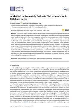 A Method to Accurately Estimate Fish Abundance in Offshore Cages