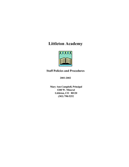 Littleton Academy Staff Handbook-2001-2002