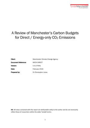 A Review of Manchester's Carbon Budgets for Direct / Energy-Only