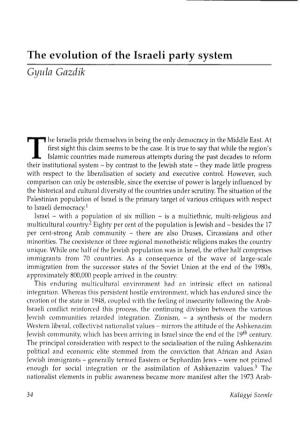 The Evolution of the Israeli Party System Gyula Gazdik