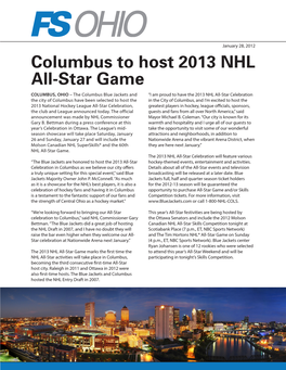 Columbus to Host 2013 NHL All-Star Game