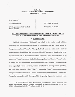 Before the FEDERAL COMMUNICATIONS COMMISSION Washington, D. C. 20554 in the Matter of IP-Enabled Services E9 1 1 Requirements Fo