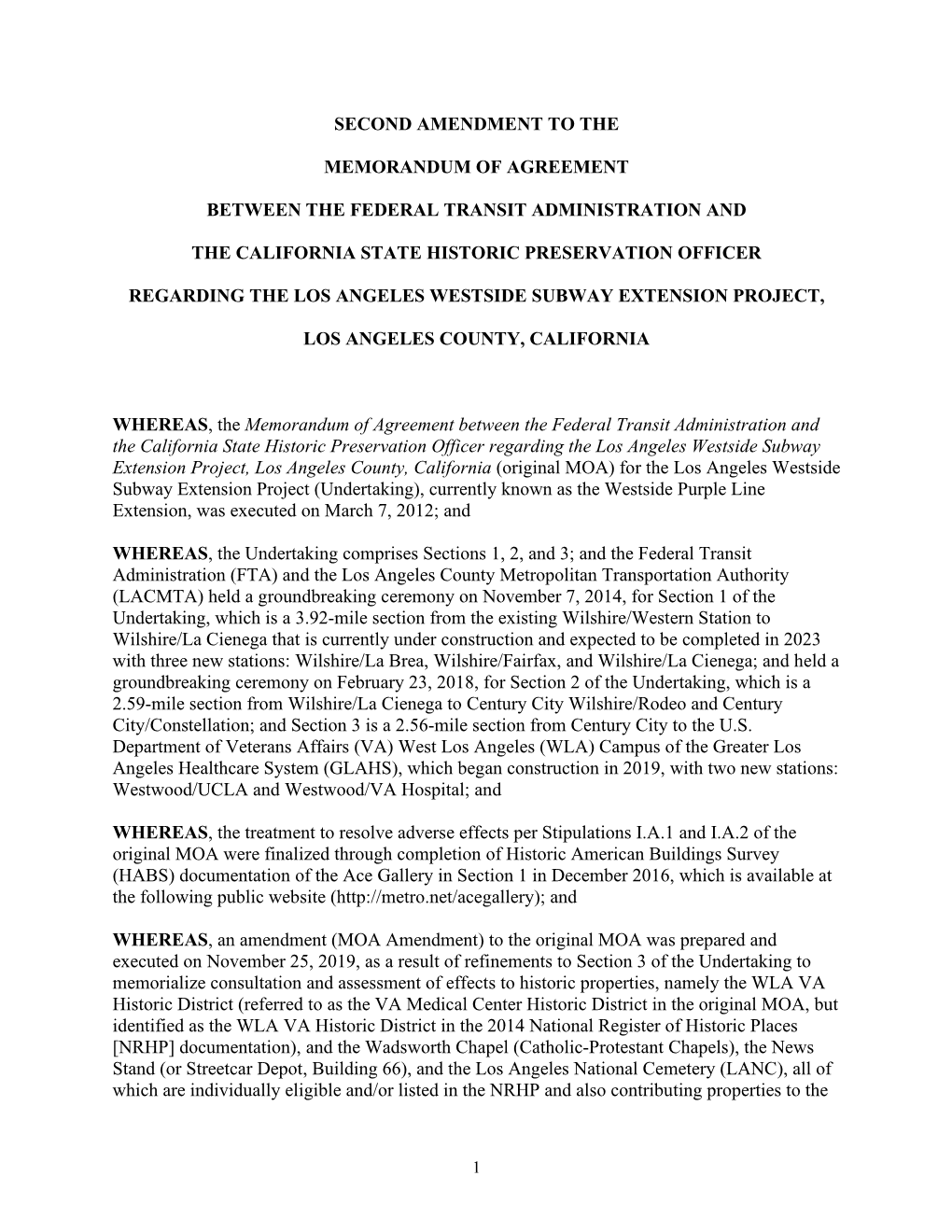 Ca.Fta-Va.Westside Purple Line Subway Extension Project.Moa.2Nd