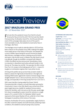 2017 BRAZILIAN GRAND PRIX 10 – 12 November 2017