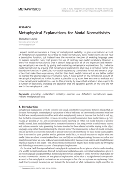 Metaphysical Explanations for Modal Normativists