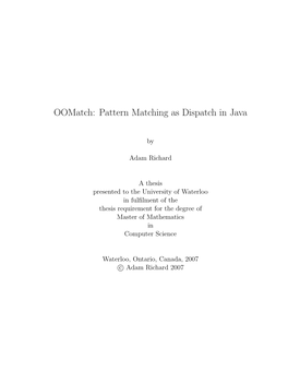 Oomatch: Pattern Matching As Dispatch in Java