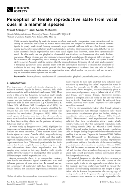 Perception of Female Reproductive State from Vocal Cues in a Mammal