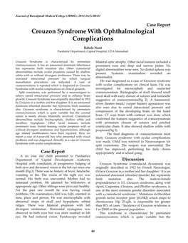 Crouzon Syndrome with Ophthalmological Complications