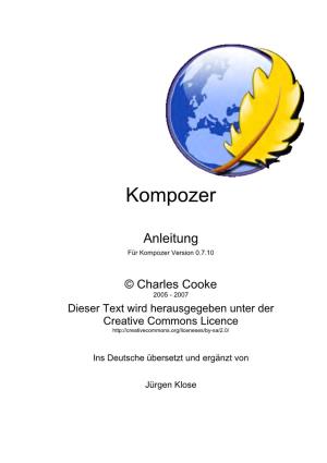 Kompozer-Anleitung Version 1.01 Vom 07.06.2008 Seite 2 Kompozer