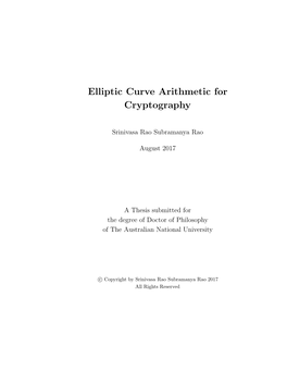 Elliptic Curve Arithmetic for Cryptography
