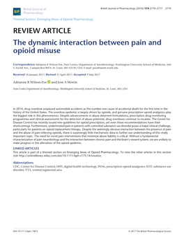 The Dynamic Interaction Between Pain and Opioid Misuse