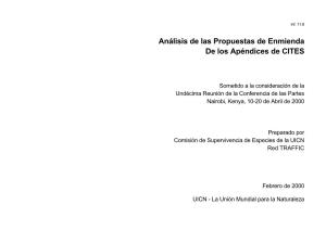 Análisis De Las Propuestas De Enmienda De Los Apéndices De CITES