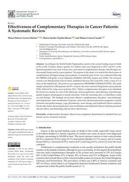 Effectiveness of Complementary Therapies in Cancer Patients: a Systematic Review