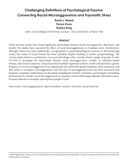 Connecting Racial Microaggressions and Traumatic Stress Kevin L