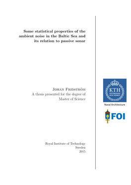 Some Statistical Properties of the Ambient Noise in the Baltic Sea and Its Relation to Passive Sonar