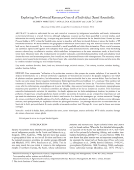 Exploring Pre-Colonial Resource Control of Individual Sami Households GUDRUN NORSTEDT,1,2 ANNA-LENA AXELSSON3 and LARS ÖSTLUND1