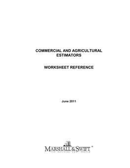 Commercial and Agricultural Estimators Worksheet Reference