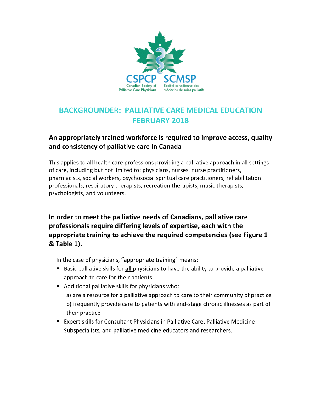 Palliative Care Medical Education February 2018