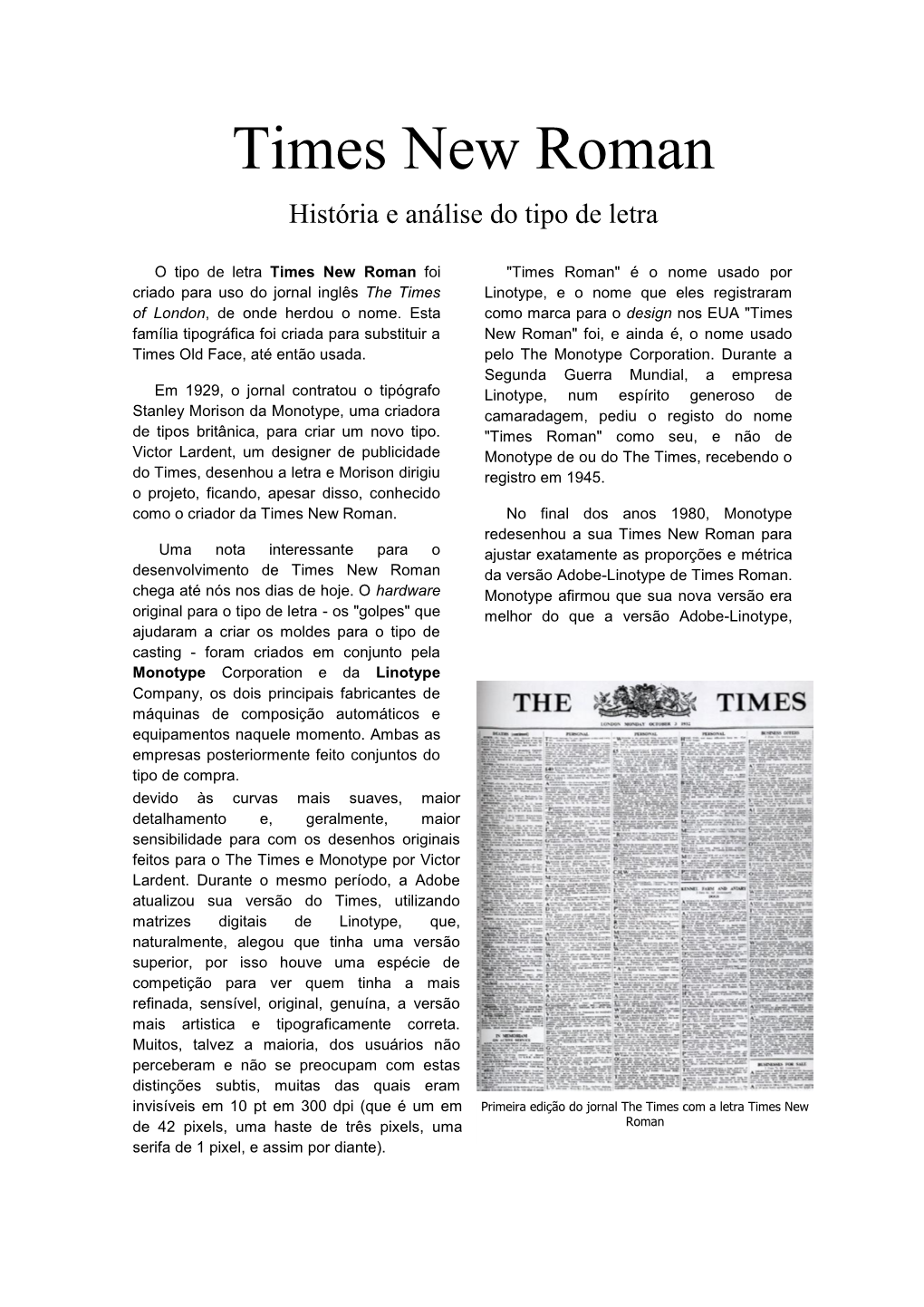 Times New Roman História E Análise Do Tipo De Letra